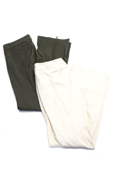 Theory Womens Creased Khaki Pants Green Beige Cotton Size 2 Lot 2