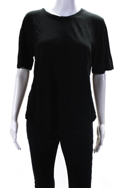 ALC Womens Short Sleeve Round Neck High Low Top Tee Shirt Black Size Large