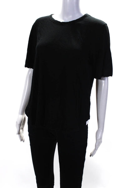 ALC Womens Short Sleeve Round Neck High Low Top Tee Shirt Black Size Large