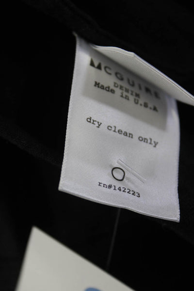 McGuire Womens Long Sleeves Knit Trim Blouse Black Cotton Size Medium