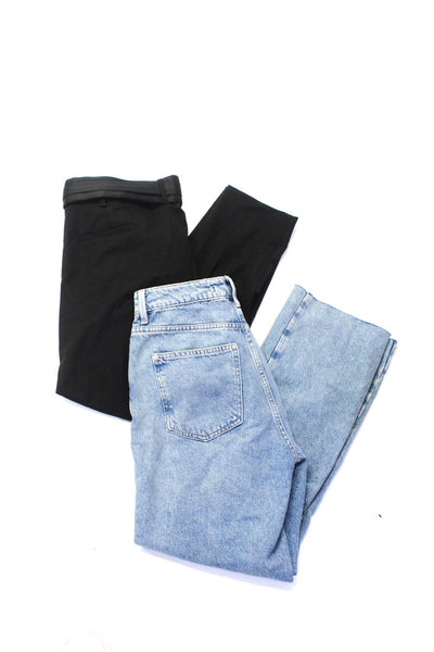 Zara Womens Straight Leg Jeans Dress Pants Blue Black Size 6 Large Lot 2