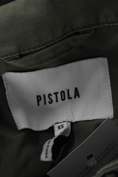 Pistola Womens Button Up Full Zip Cuffed Twill Jacket Olive Green Size XS