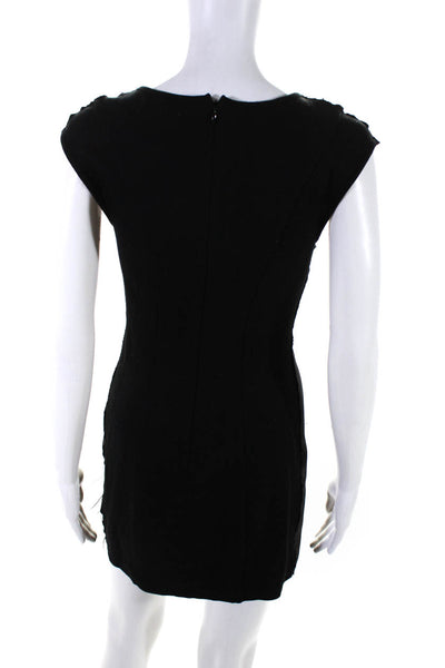 Velvet Womens Distressed Round Neck Sleeveless Zip Up Mini Dress Black Size P 0