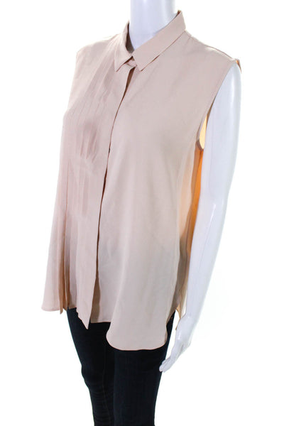 Antonelli Womens Pleated Collared Sleeveless Blouse Top Peach Size 44 12