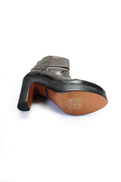 Rag & Bone Womens Leather Platform Mid Calf Block Heel Boots Brown Size 37.5 7.5