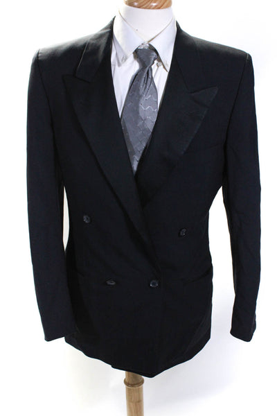 Boss Hugo Boss Men's Collar Long Sleeves Line Double Breast Jacket Black Size 48