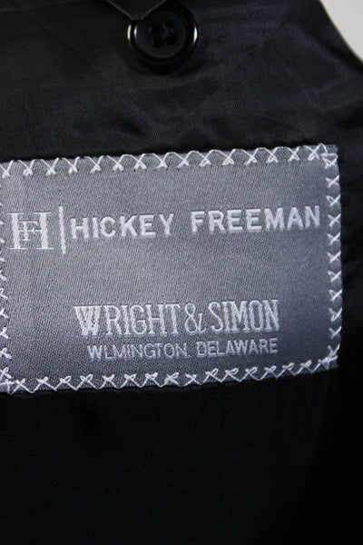 Hickey Freeman Men's Collar Long Sleeves Line Jacket Black Size 48