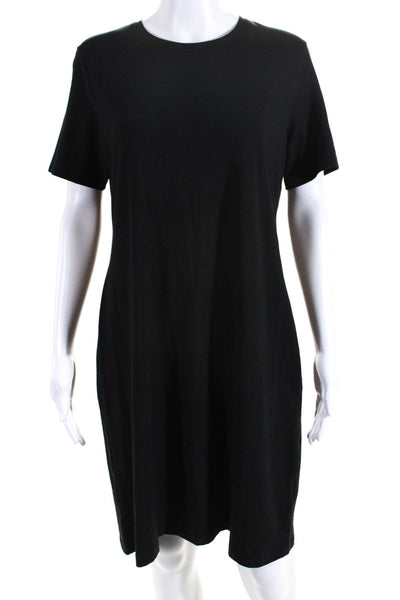 Theory Womens Short Sleeved Round Neck Knee Length T Shirt Dress Black Size L