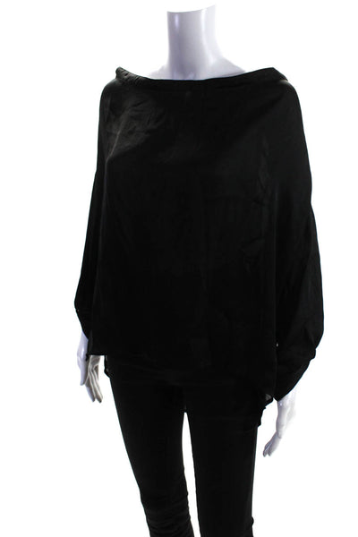 Vince Women's Long Sleeve Cowl Neck Collared Blouse Black Size 8