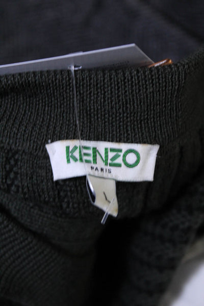 Kenzo Women's Long Sleeve Knit Bottom Down Blouse Green Size L