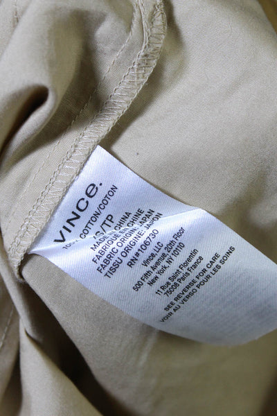Vince Women's Cotton V-Neck Long Sleeve Tunic Blouse Beige Size XS