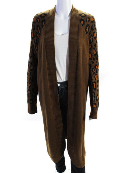 Show Me Your Mumu Women's Open Front Long Sleeves Sweater Cardigan Brown Size M