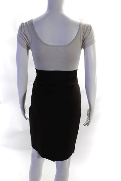 Avenue Montaigne Womens Stretch Elastic Knee Length Pencil Skirt Brown Size 6