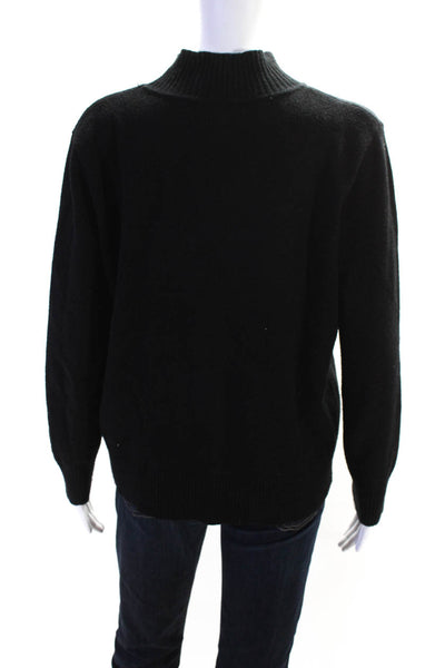 Leo & Ugo Womens Floral Applique Mock Neck Long Sleeved Sweater Black Size 3