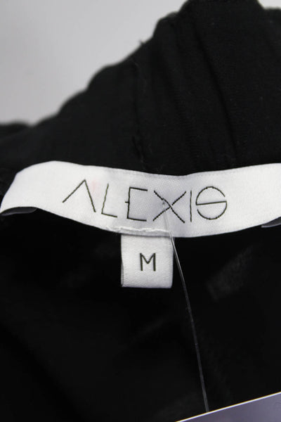 Alexis Womens Elastic Waist Lace Chiffon Slim Leg Pants Black Size Medium