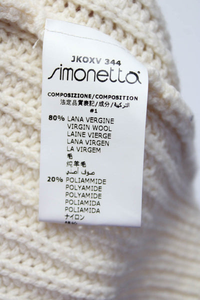 Simonetta Childrens Girls Thick Knit Crew Neck Poncho Sweater Ivory Wool Size 9