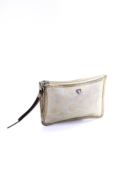 Coach Women's Monogram Embroidered Coin Wallet Gold Size S