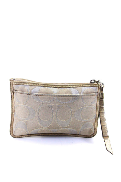 Coach Women's Monogram Embroidered Coin Wallet Gold Size S