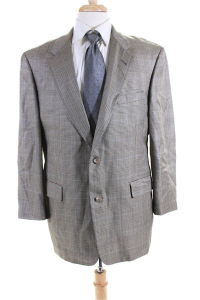 Hart Schaffner Marx Men's Long Sleeves Two Button Line Plaid Jacket Size 42