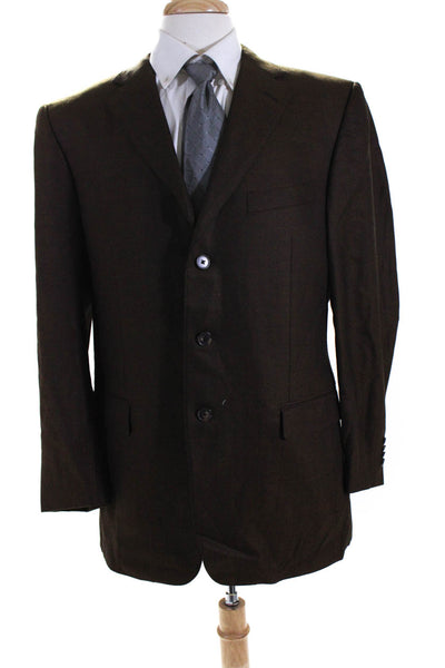 Ermenegildo Zegna Collar Long Sleeves Line Jacket Brown Size 54
