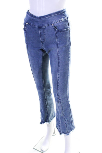 GG Jeans Womens Mid Rise Elastic Waist Pull On Flare Jeans Pants Blue Size 4