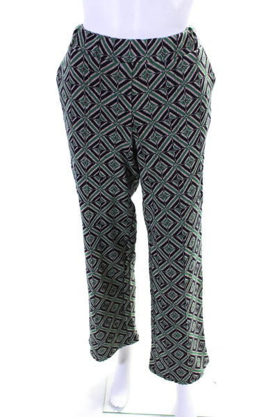 Vilagallo Womens Cotton Knit Geometric Print Flared Hem Pants Multicolor Size 44