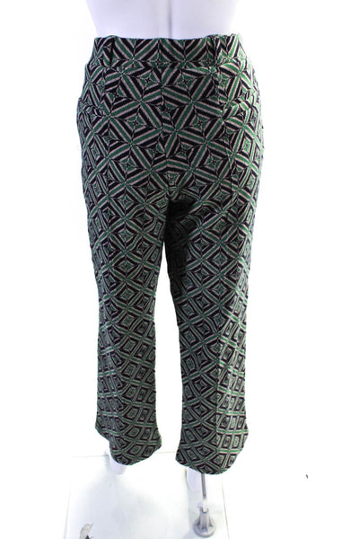 Vilagallo Womens Cotton Knit Geometric Print Flared Hem Pants Multicolor Size 44