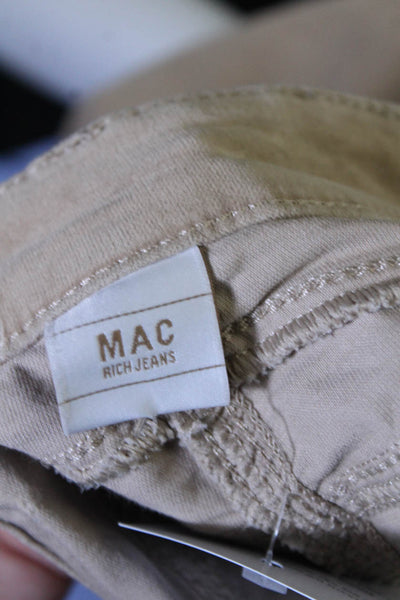 MAC Rich Jeans Womens Velvet Zip Up Mid Rise Skinny Jeans Beige Size 28
