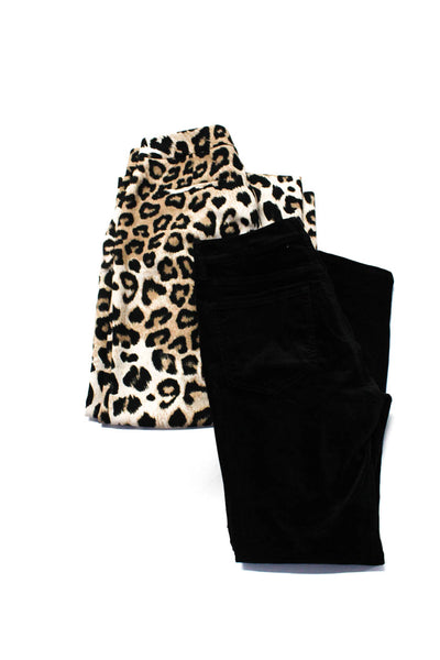 Ann Taylor Banana Republic Womens Velvet Jeans Leopard Pants Black 8P 8 Lot 2