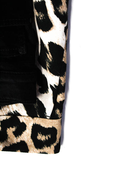 Ann Taylor Banana Republic Womens Velvet Jeans Leopard Pants Black 8P 8 Lot 2