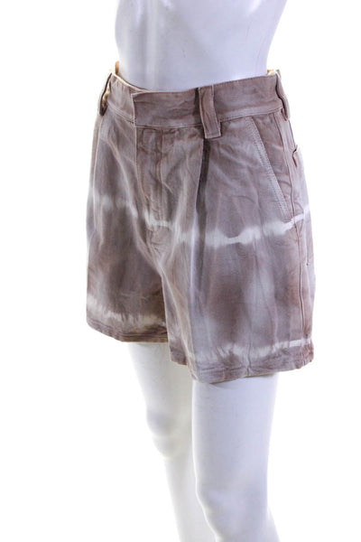Christian Dior Womens High Waist Tie Dye Denim Shorts Brown Ivory Size 6