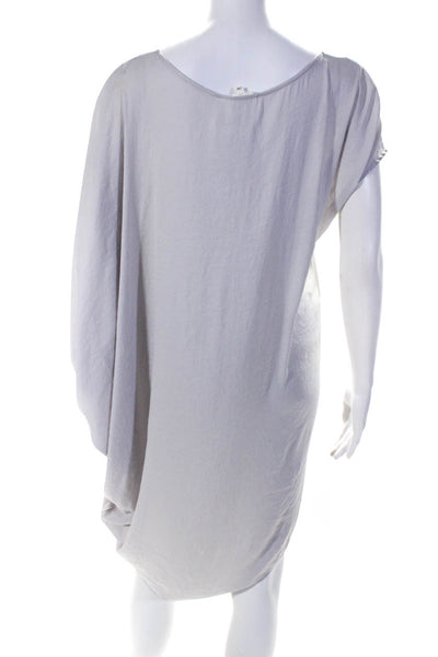 Helmut Lang Women's Round Neck Sleeveless Asymmetrical Mini Dress Gray Size 6