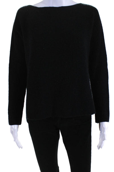 Vince Women's Round Neck Long Sleeves Pullover Sweater Black Size XS
