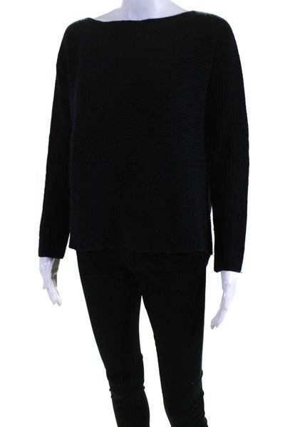 Vince Women's Round Neck Long Sleeves Pullover Sweater Black Size XS