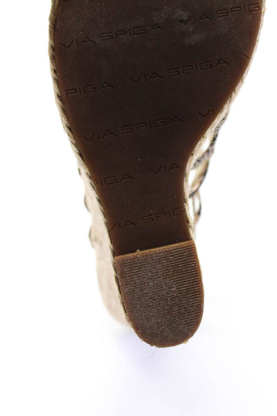 Via Spiga Women's Open Toe Strappy Espadrille Wedge Sandal Animal Print Size 6