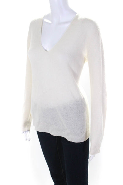 Theory Womens Thin Knit V Neck Pullover Sweater Ivory Size Medium