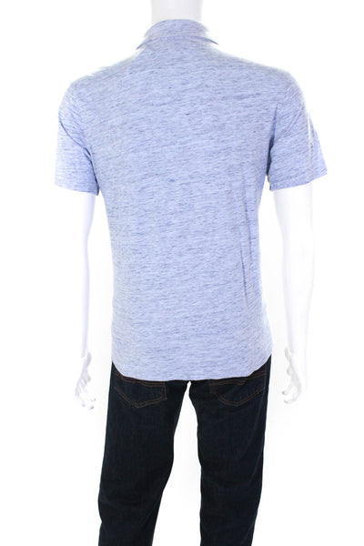 Michael Kors Mens Jersey Cotton Heathered Short Sleeve Polo Shirt Blue Size L