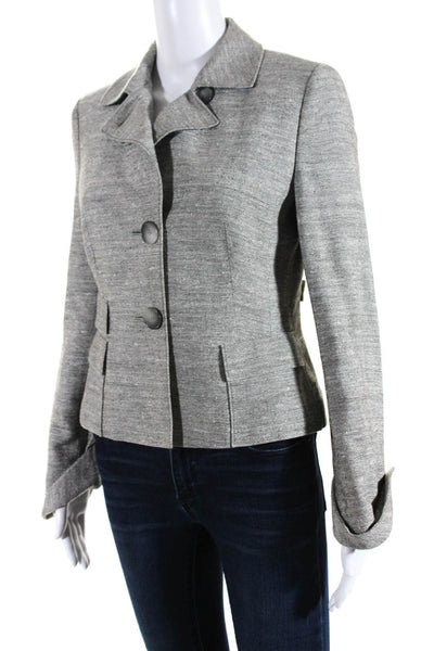 Akris Punto Womens Two Button Notched Lapel Light Jacket Gray Silk Size 6