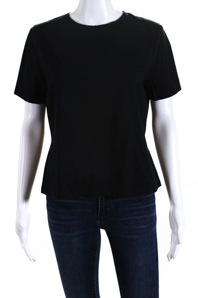 St. John Sport By Marie Gray Womens Cotton Short Sleeve Shirt Top Black Size S