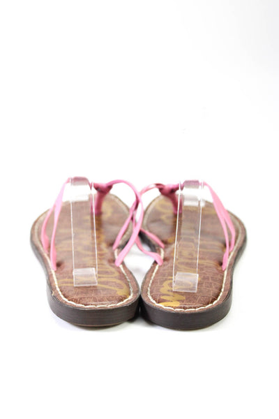 Sam Edelman Womens Pink Leather T-Strap Flat Sandals Shoes Size 9