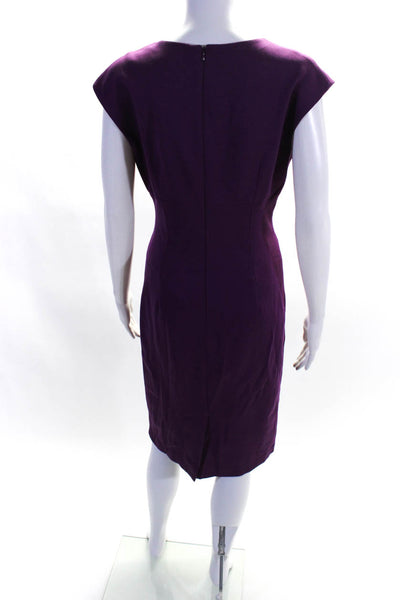 Trina Turk Womens Floral Accent Split Hem Knee Length Sheath Dress Purple Size 6