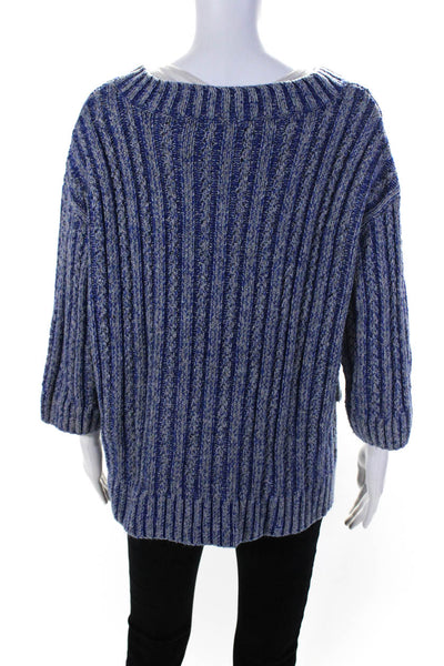 Thakoon Women's Crewneck Long Sleeves Sweater Blue Size XL