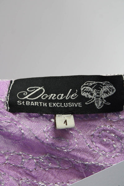 Donale Women's V-Neck Long Sleeves Tunic Blouse Purple Size 4