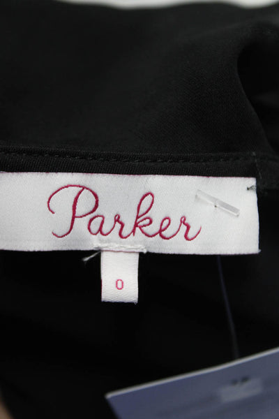 Parker Womens Elastic Sleeveless Ruffled V-Neck Tapered Jumpsuit Black Size 0