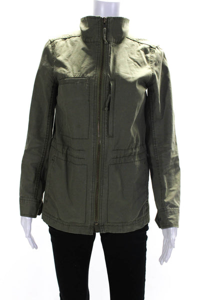 Madewell Womens Cotton Collared Full Zip Up Military Jacket Green Size Small