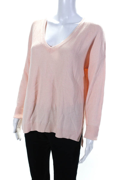 Joie Womens Long Sleeve Pullover V-Neck Knit Sweater Top Light Pink Size Medium