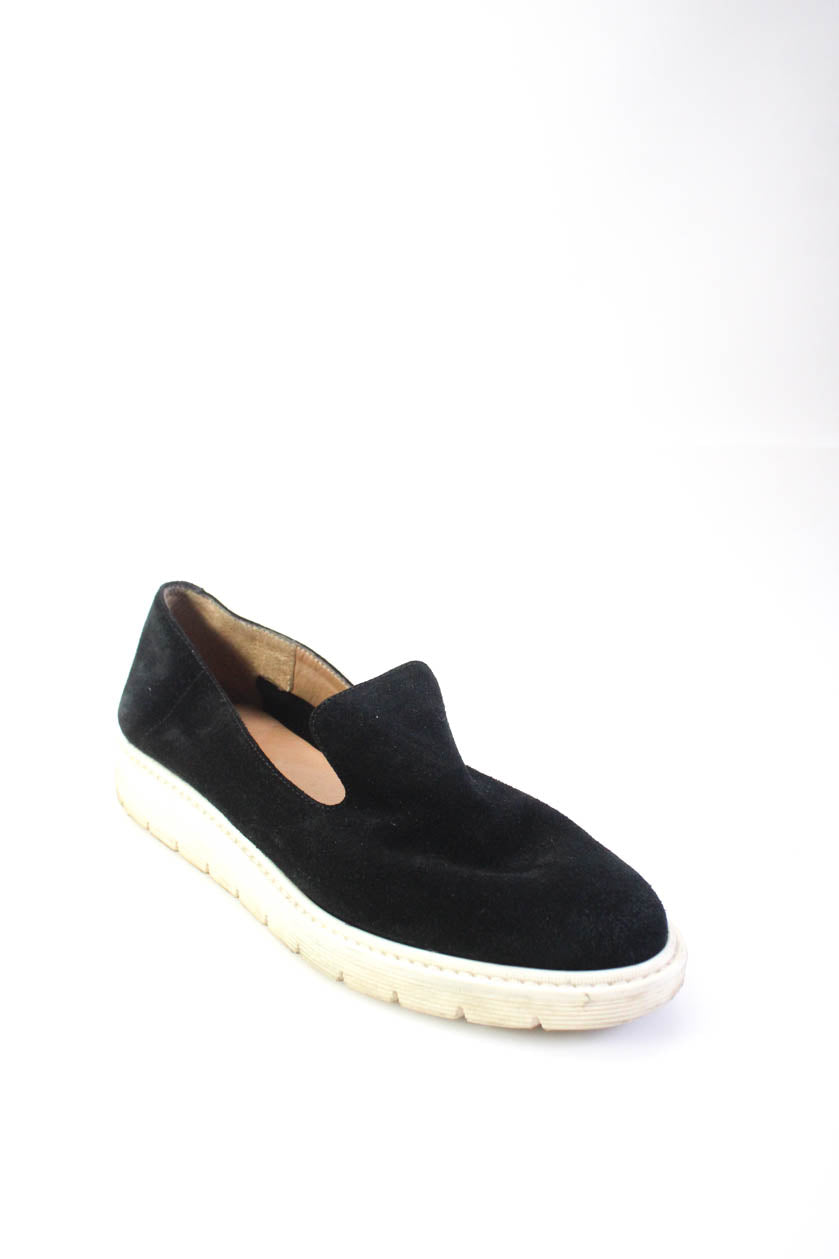 Aquatalia Womens Lug Sole Slip On Low Top Sneakers Black Suede