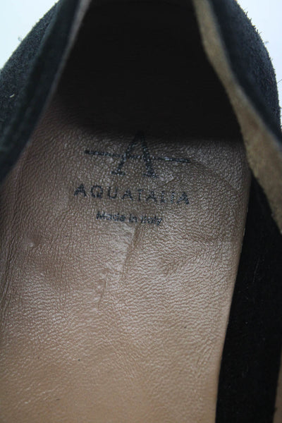 Aquatalia Womens Lug Sole Slip On Low Top Sneakers Black Suede Size 8