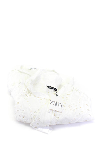 Zara Women's Collar Short Sleeves Button Down Linen Shirt White Size XS Lot 2