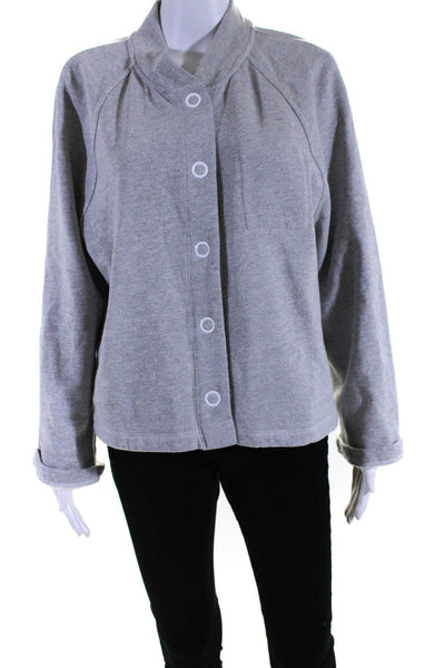 Current/Elliott Womens Cotton Long Sleeve Snap Up Jacket Heather Gray Size 3